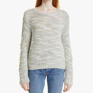 Line Label Tess Snow Owl Grey Crewneck Wool-Blend Sweater S